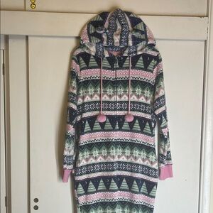 munki munki Pink and Green Patterned Pajama Onesie size medium